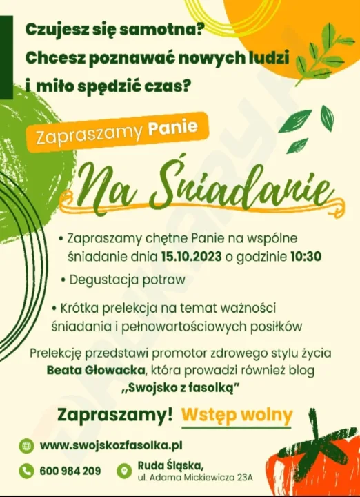 Ulotka: Swojsko z fasolką, Beata Głowacka, 15 października 2023